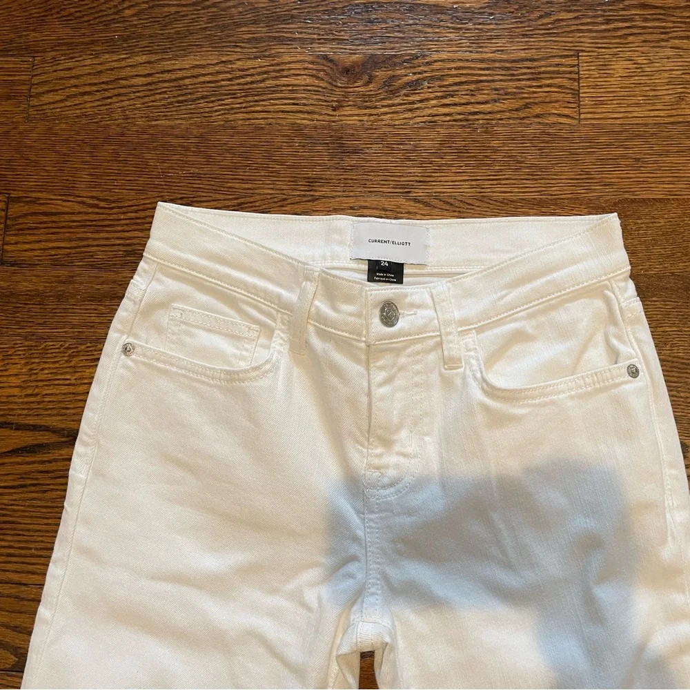Current/Elliott Cropped White Jeans